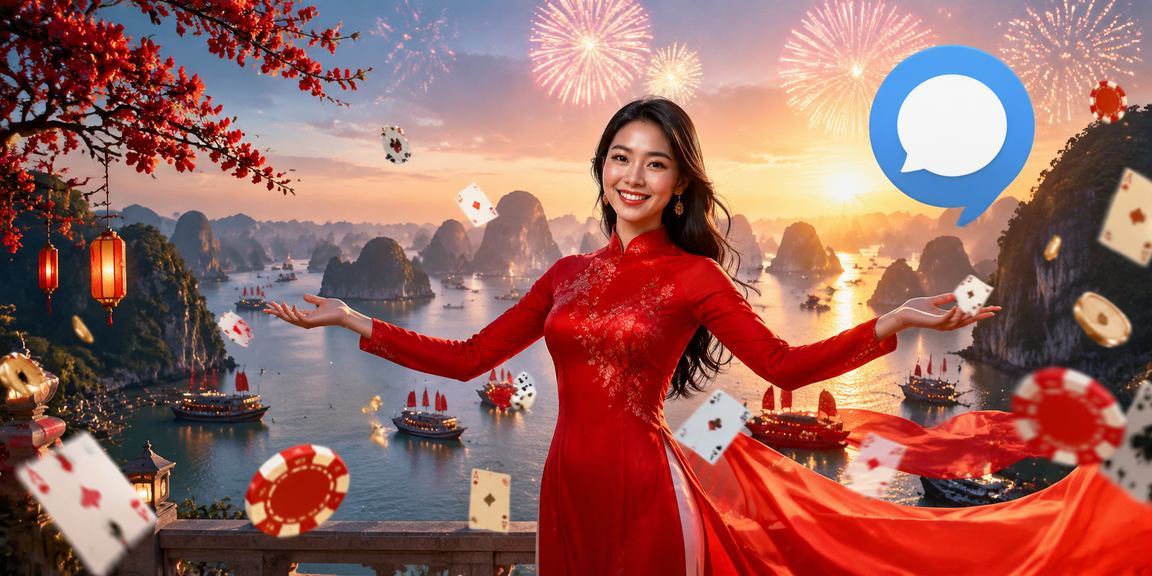 Người mặc áo dài chơi bài và jackpot bên vịnh Hạ Long thơ mộng