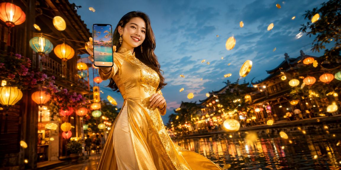 Phụ nữ Hà Nội mặc áo dài trải nghiệm casino trên điện thoại di động